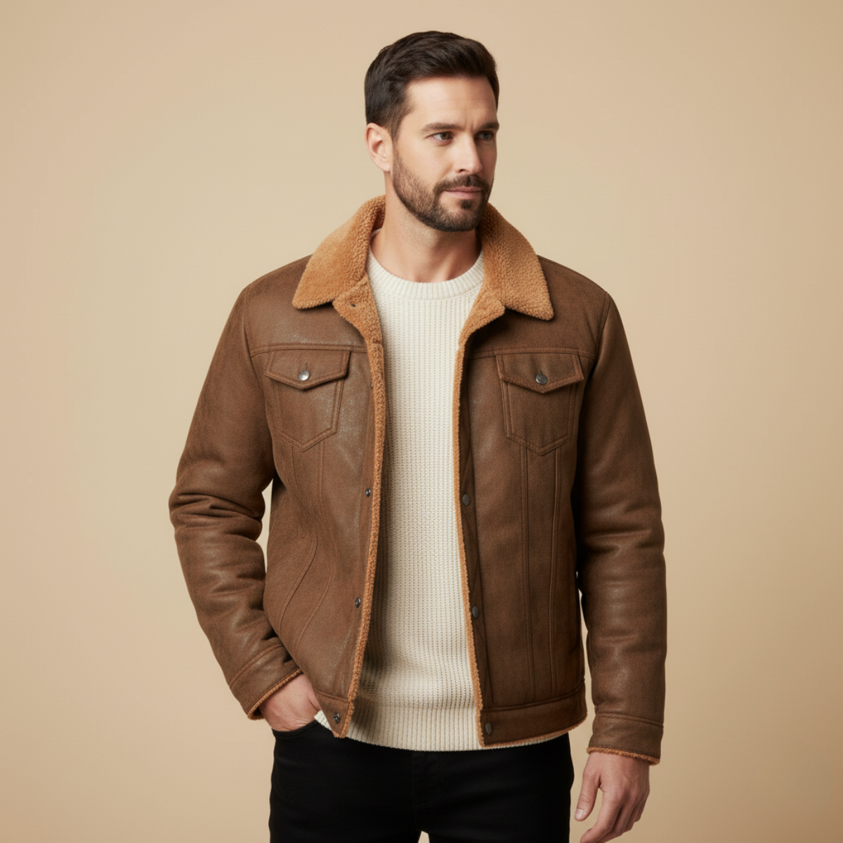 Men's Vintage Leather Shearling Jacket