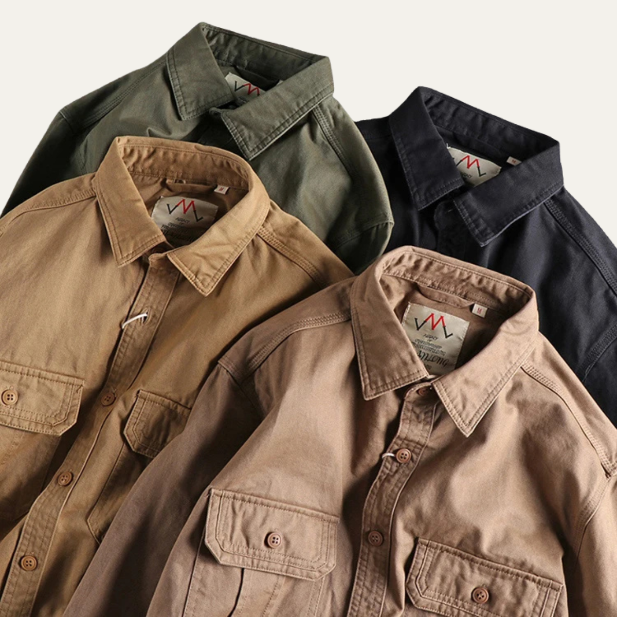 Men's Utility Shirt Jacket Vintage Washed Cotton Casual