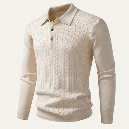 Men's Cotton Polo Sweater Soft Knit Casual