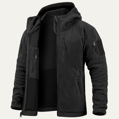 Men's Tactical Fleece Jacket With Hood And Pockets