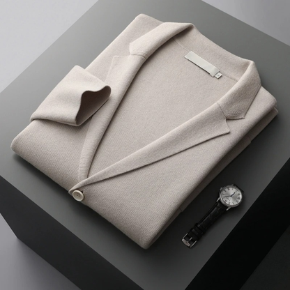 Men's Wool Cardigan Blazer Open Front Charcoal Grey
