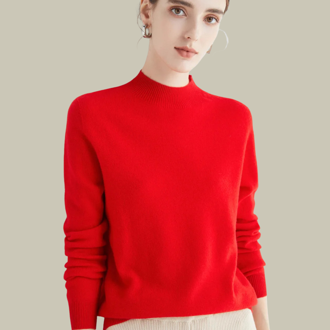 Emma | Women’s Blush Minimal Mock Neck Pullover