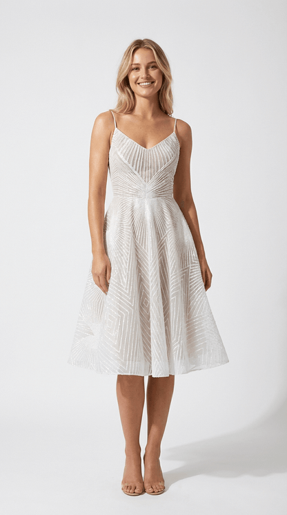 Women's Maxi Dress White Sequin