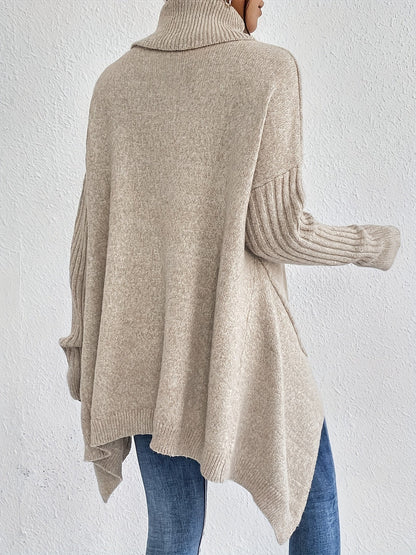Women's Folded Turtleneck Sweater Loose Fit
