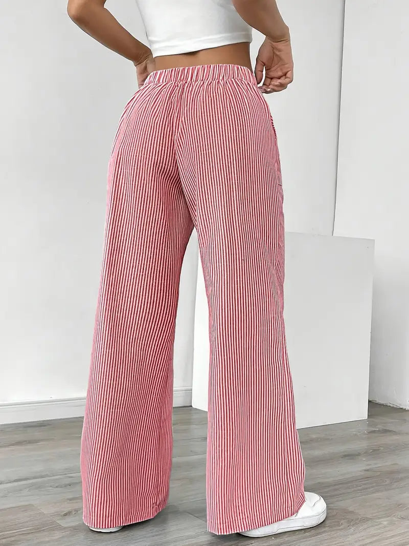 Relaxed Wide-Leg Stripe Trousers