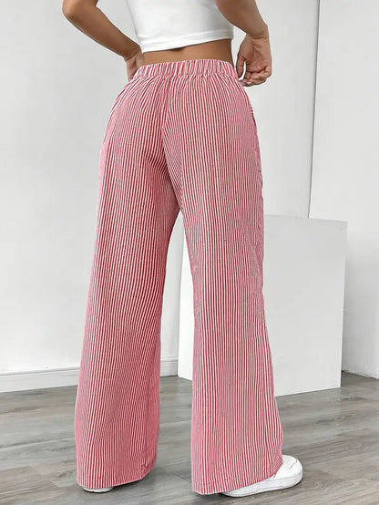 Relaxed Wide-Leg Stripe Trousers
