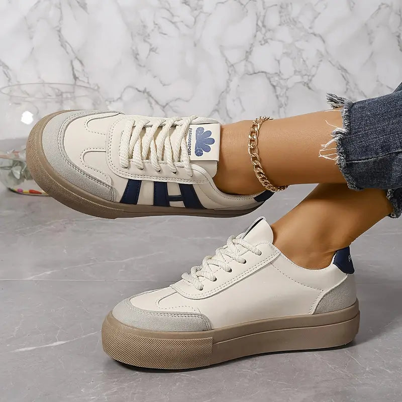 Retro Platform Sneakers Contrast Details - 
Fashinoza