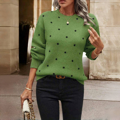 Women's Dotted Round Neck Sweater