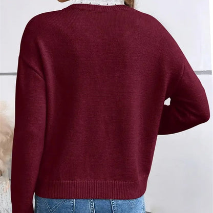 Women's Deep V-Neck Lace Sweater