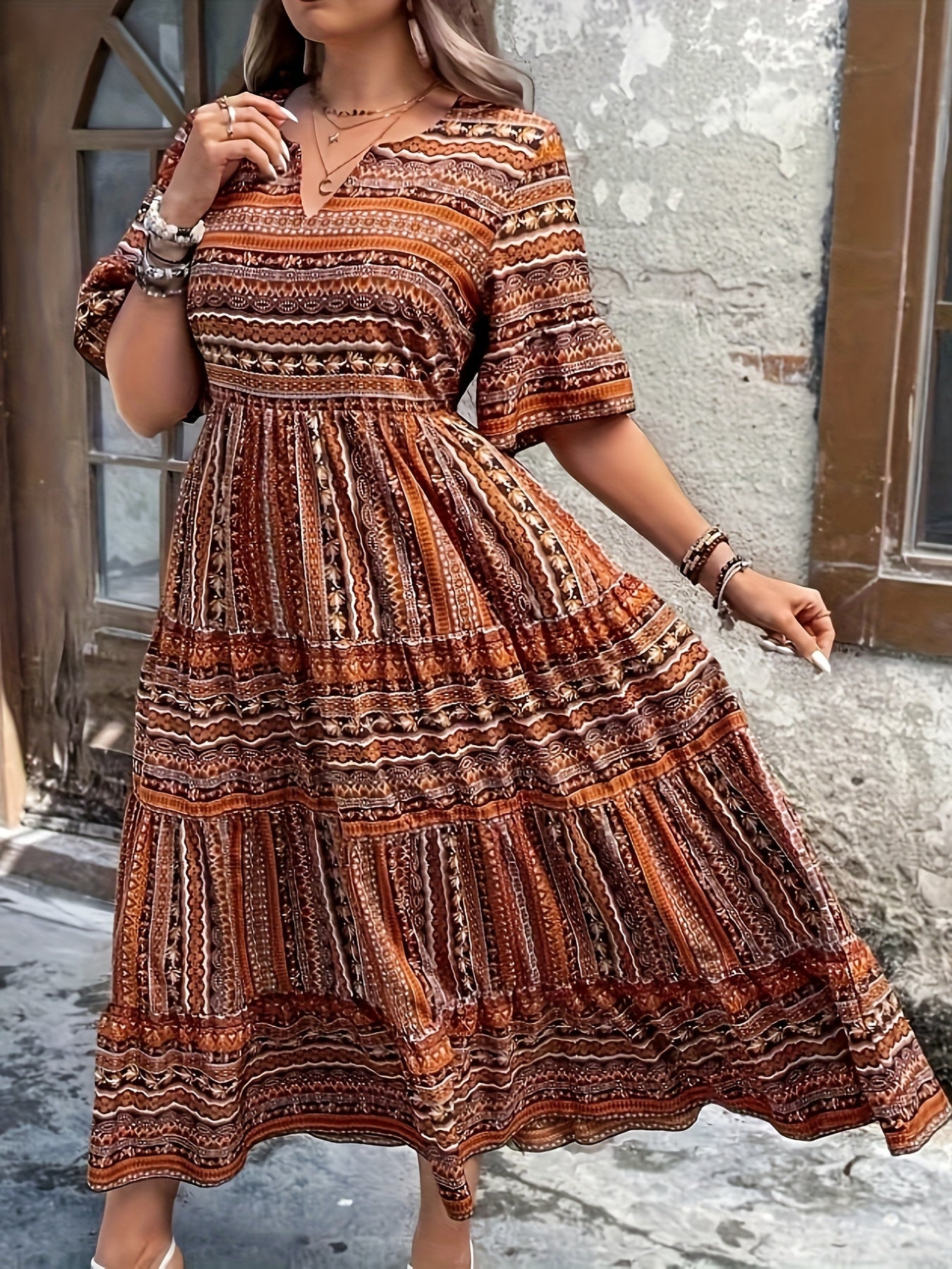 Vivienne Women's Printed Maxi Dress Flowy