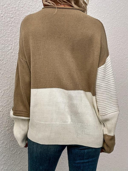 Women’s Colorblock Knit Sweater – Soft Casual Crewneck