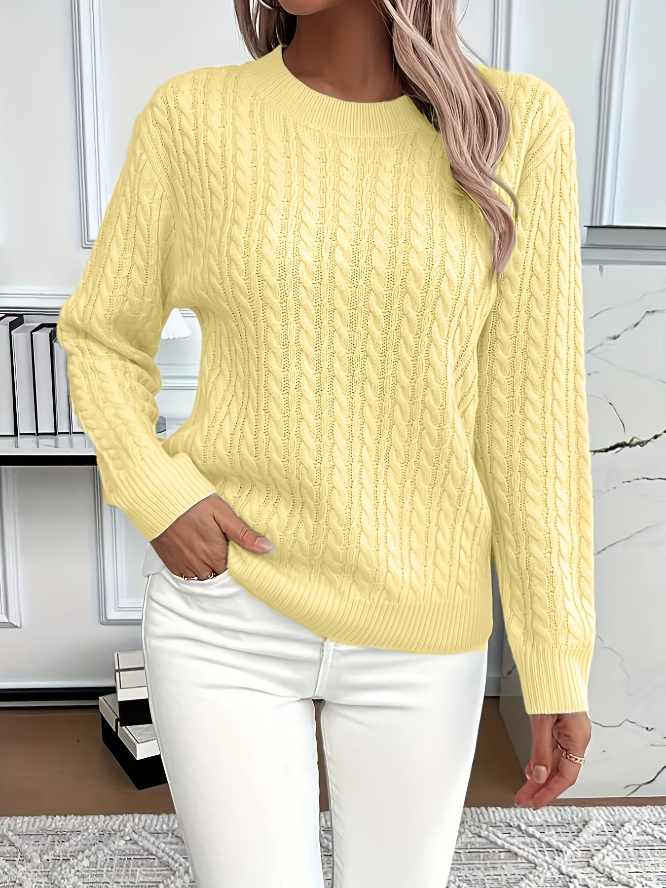 Women's Cable Knit Sweater White