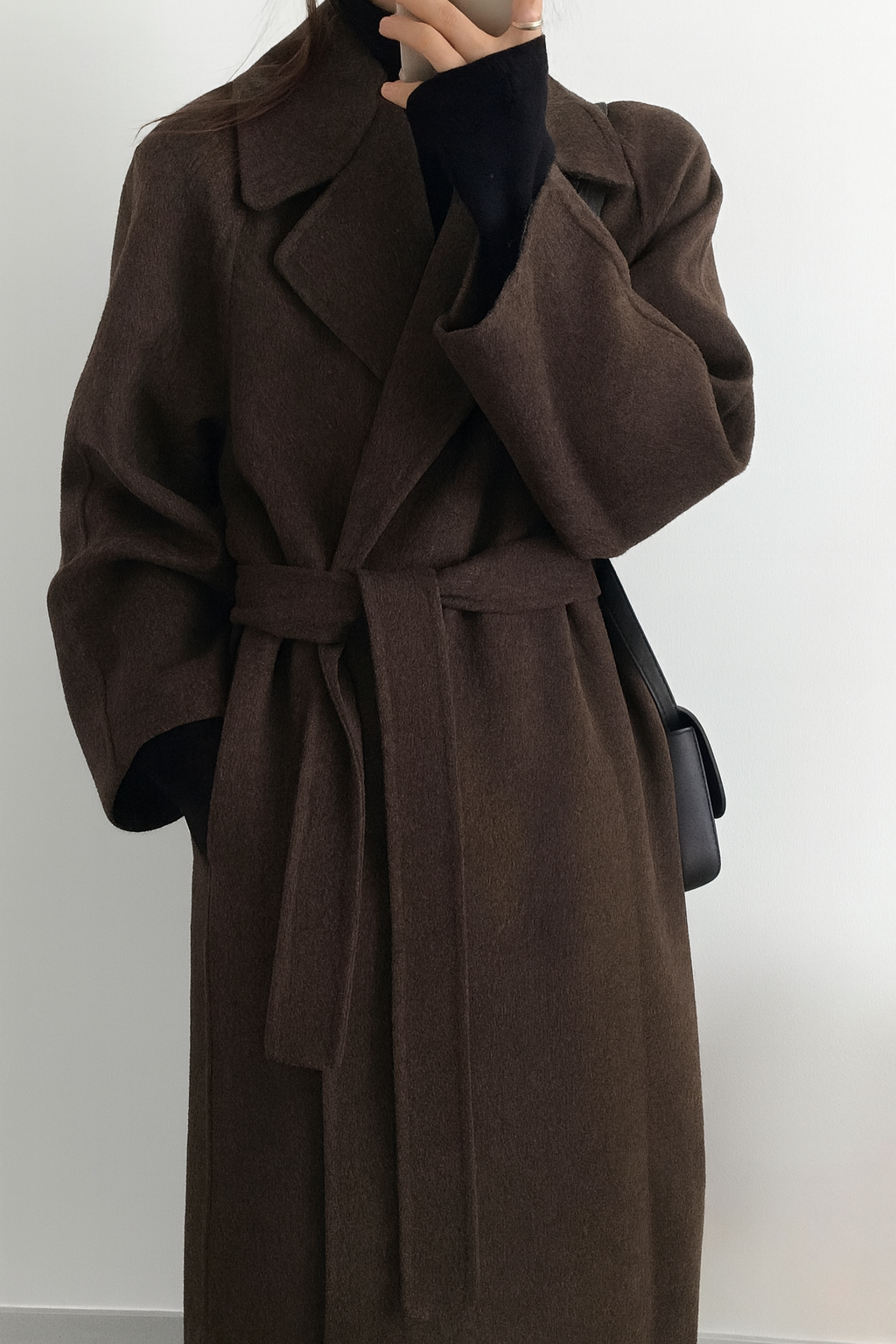 Elegant Long Belted Winter Wrap Coat