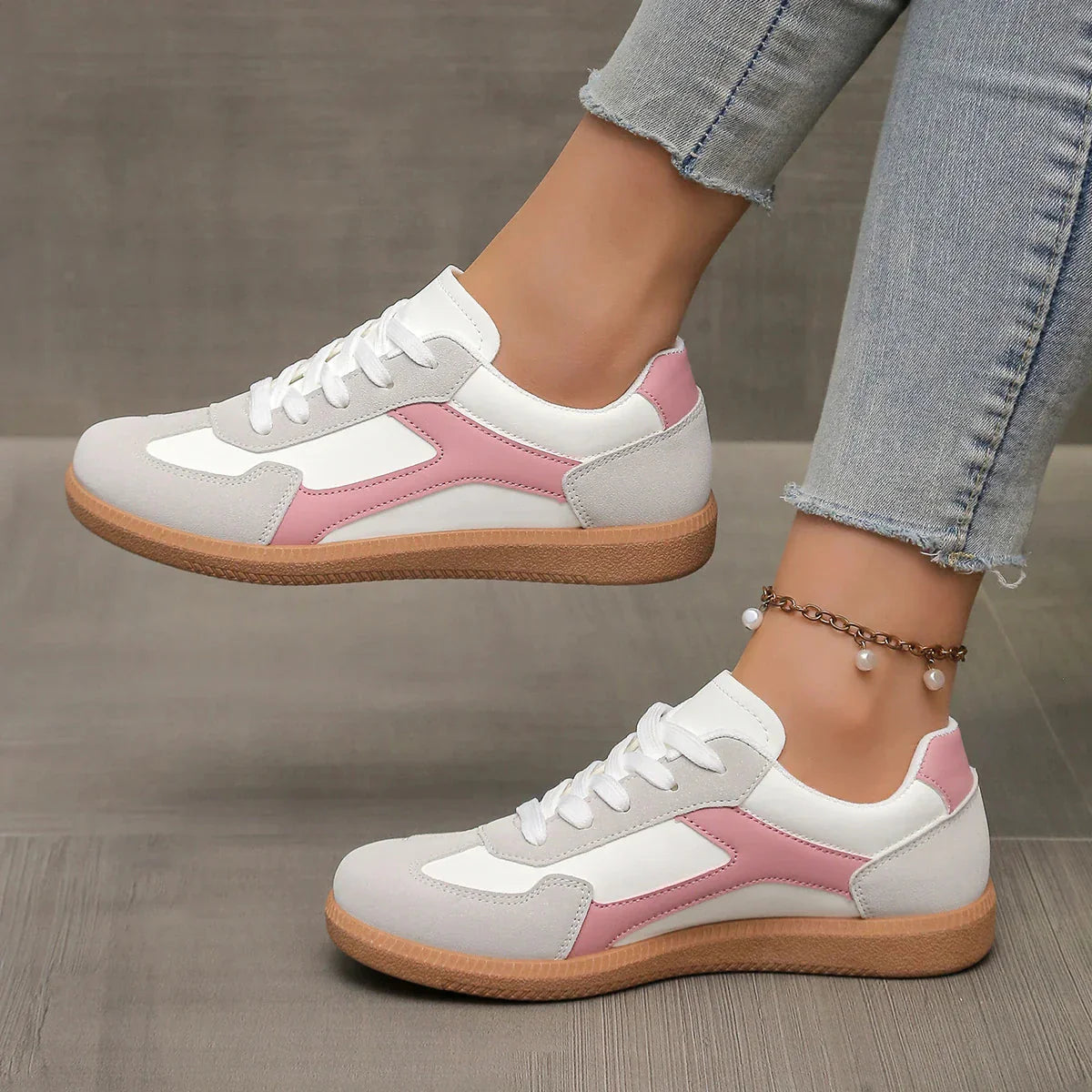 Women's Lace-Up Sneakers Comfortable Casual - 
Fashinoza