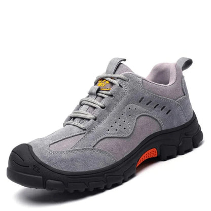 Men's Steel Toe Safety Boots Cow Suede Puncture Proof Slip On Work Shoes