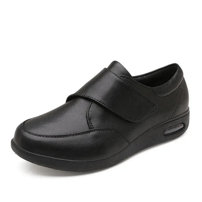 Men's Genuine Leather Orthopedic Walking Shoes with Air Cushion and Hook and Loop