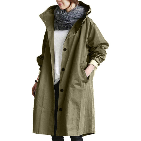 Women's Waterproof Long Raincoat - Fashinoza