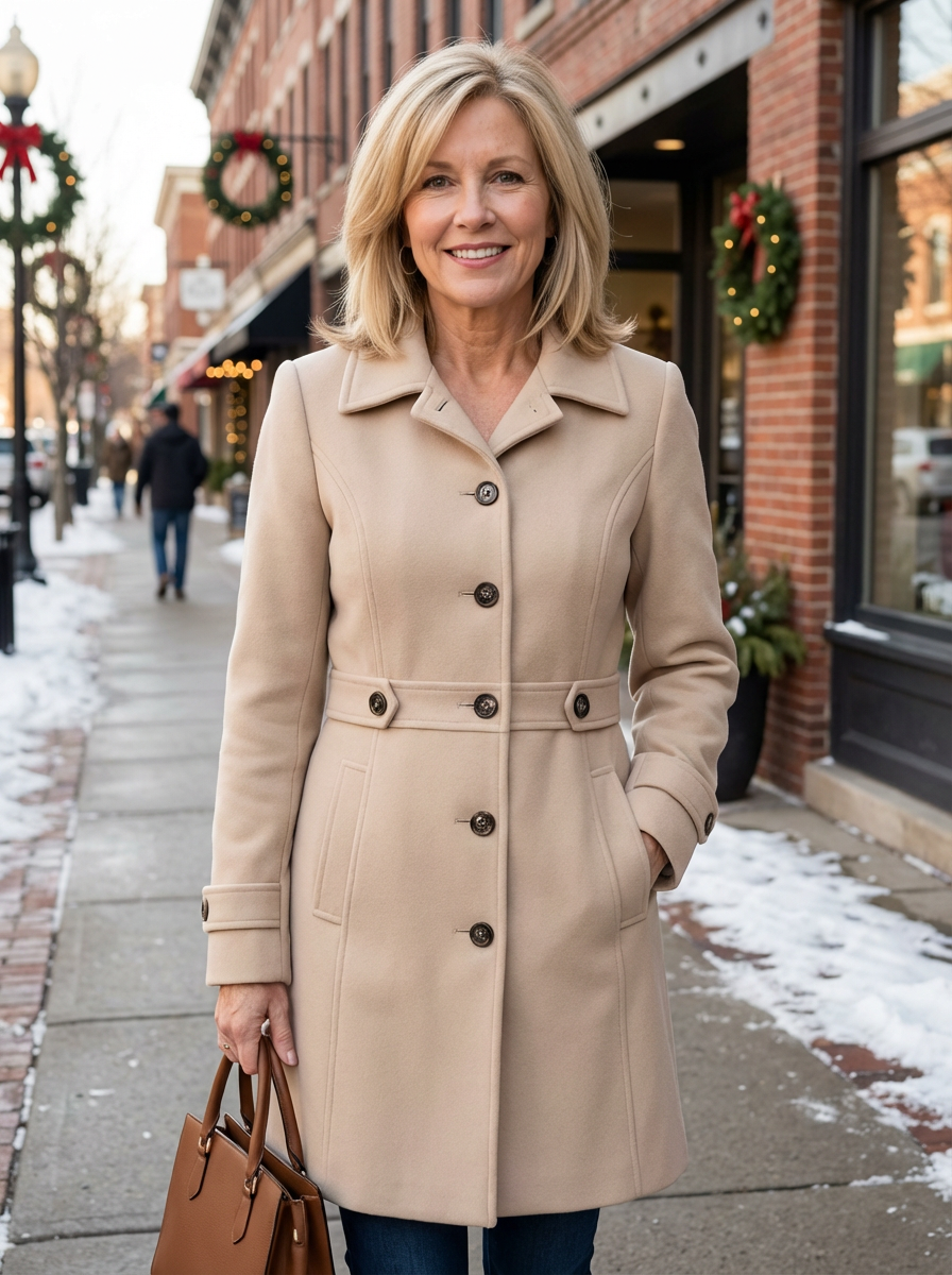 Tailored Button-Front Short Coat