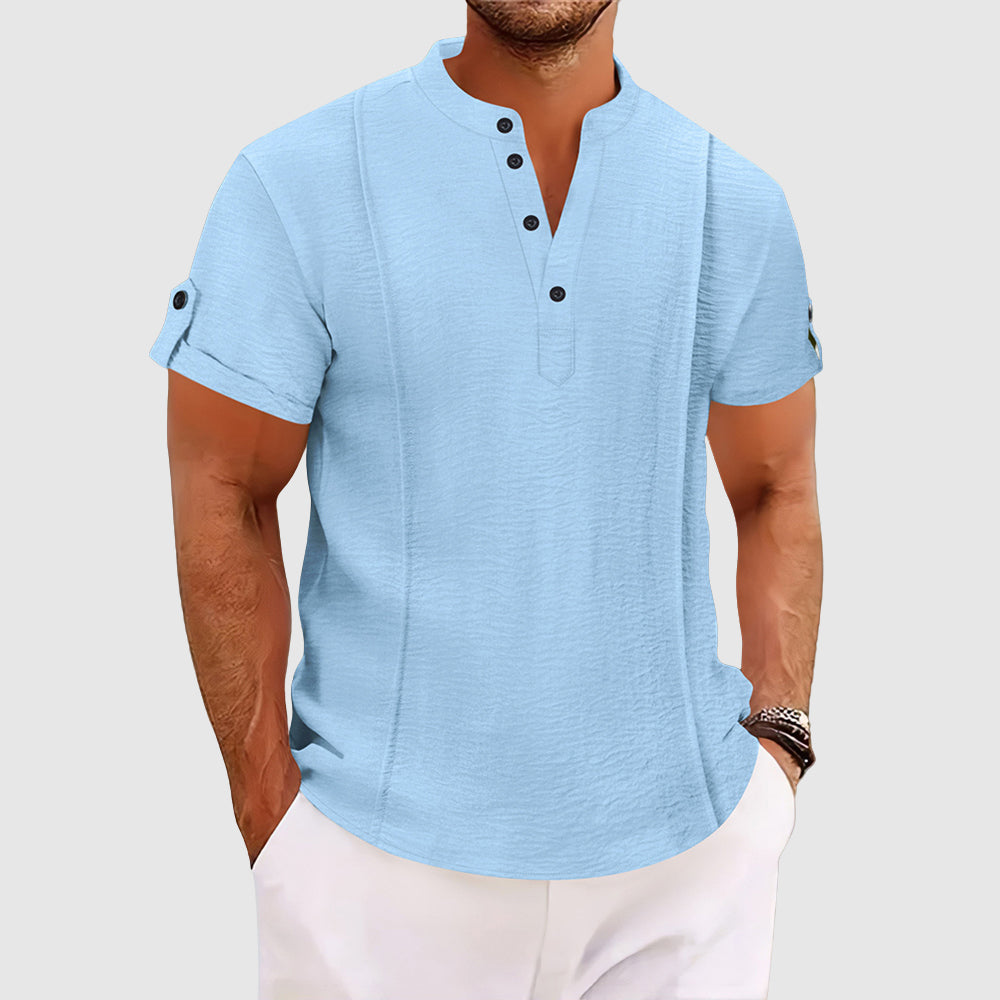 Alessandro Veneti Men's Satin Blend Short Sleeve Shirt - Fashinoza