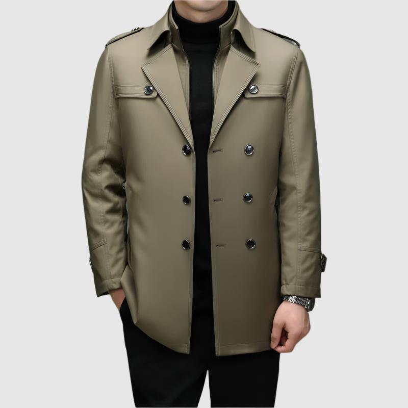 Alessandro Veneti Men's Double Breasted Windbreaker Jacket Water - Fashinoza