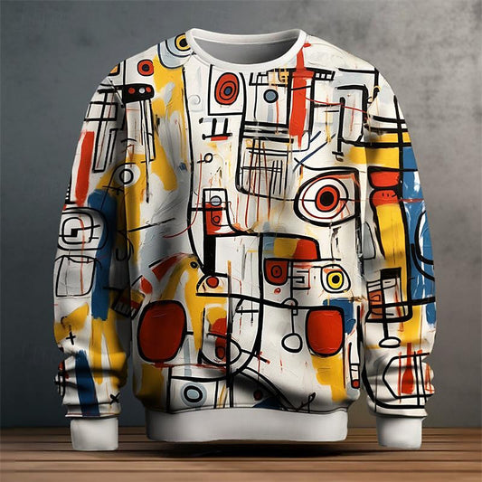 Men's Graphic Sweatshirt Abstract Print - Fashinoza