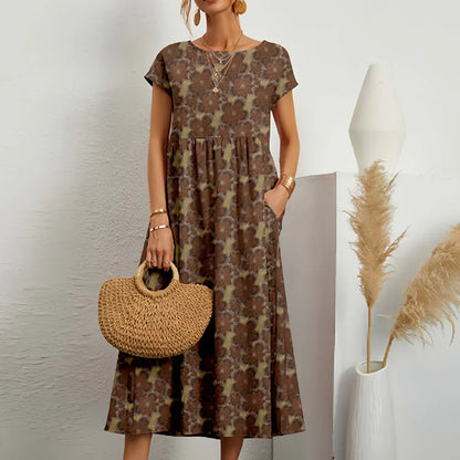 Women's Cotton Linen Midi Dress