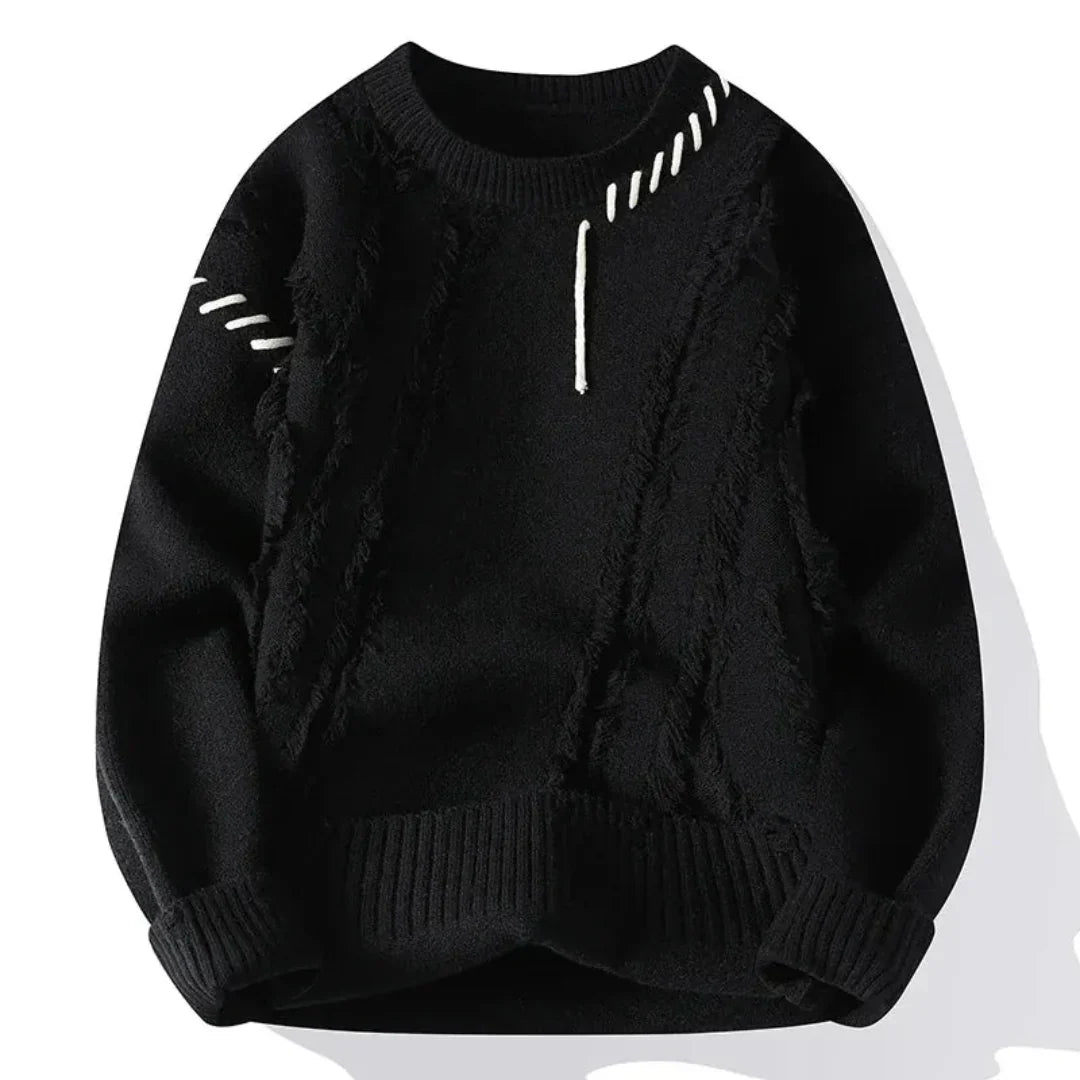 Textured Stitch Crew-Neck Men’s Sweater