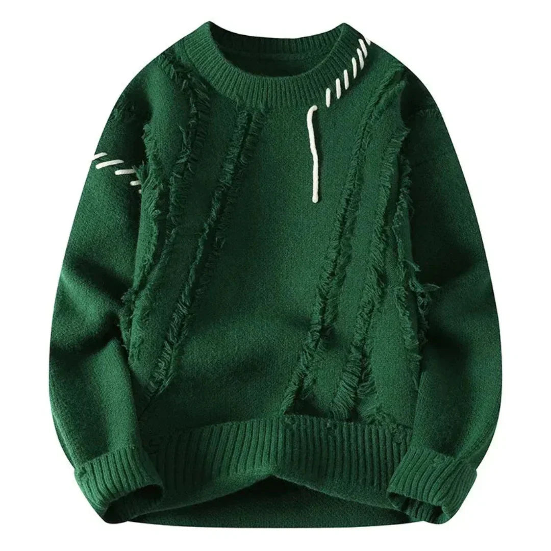 Textured Stitch Crew-Neck Men’s Sweater