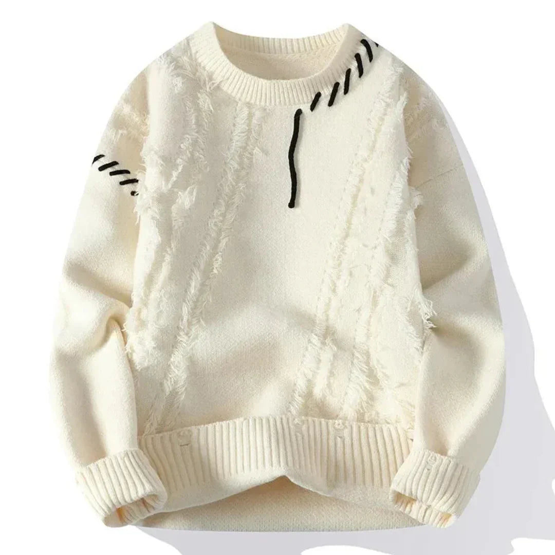 Textured Stitch Crew-Neck Men’s Sweater