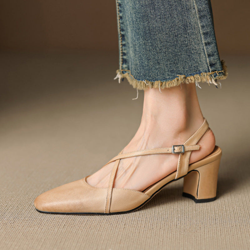 Women's Mary Jane Slingback Heels Square Toe Block Heel - 
Fashinoza