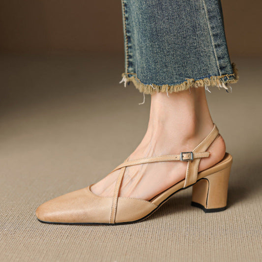 Women's Mary Jane Slingback Heels Square Toe Block Heel - 
Fashinoza