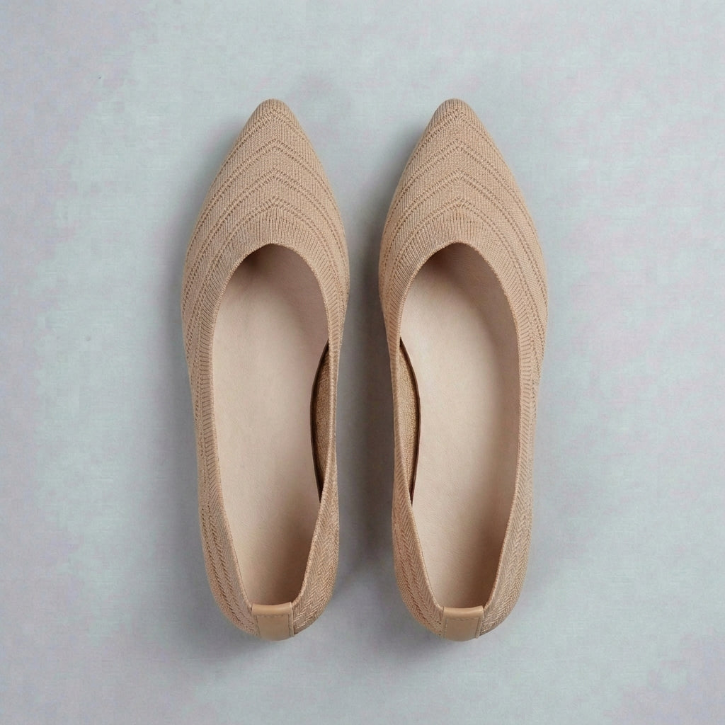 Women's Pointed Toe Slip-On Flats Textured Knit Black
