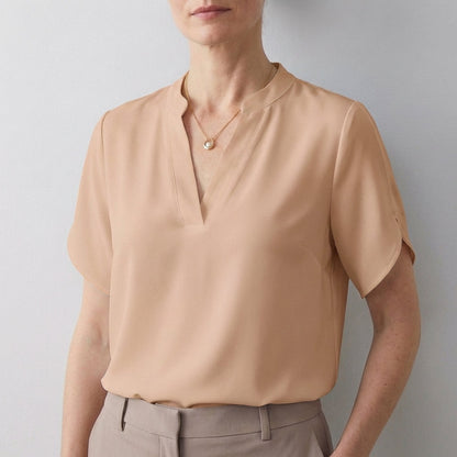 Dionne Women's Relaxed Fit V-Neck Blouse Split Sleeves