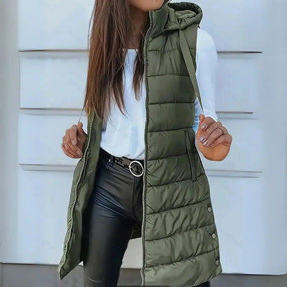 Women’s Long Hooded Puffer Vest