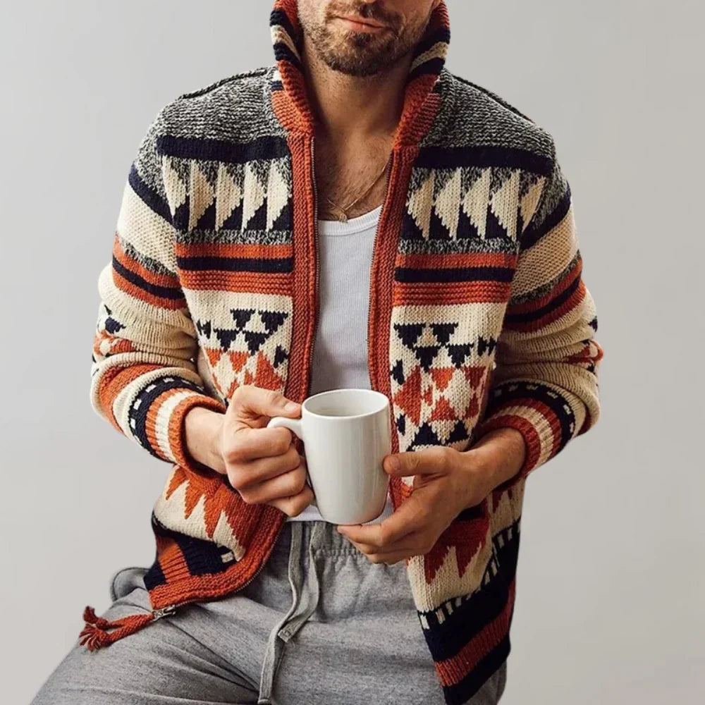 Men's Jacquard Patterned Vest - Fashinoza