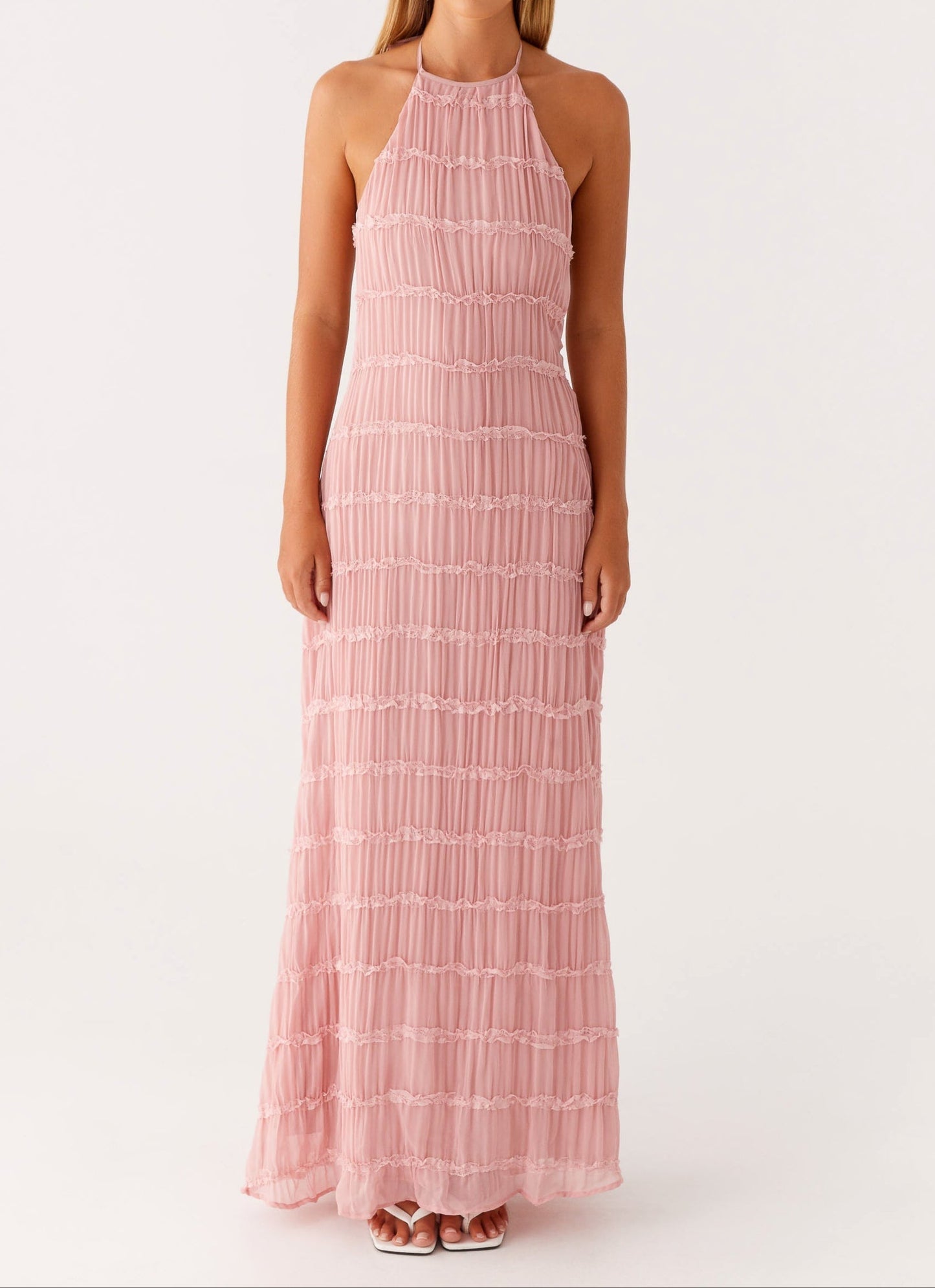 Women's Fitted Halter Maxi Dress
