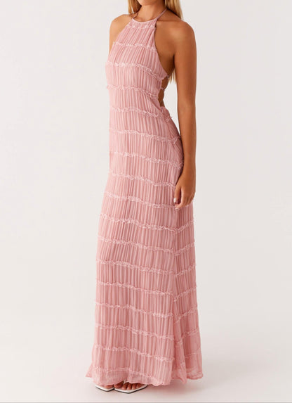 Women's Fitted Halter Maxi Dress