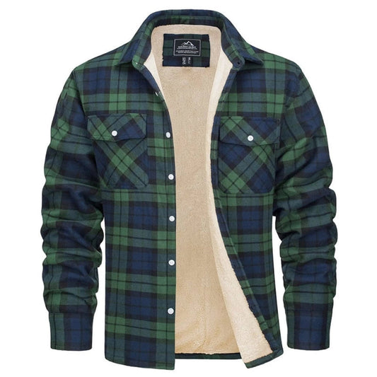 Men's Sherpa Jacket Insulated Flannel Plaid - Fashinoza