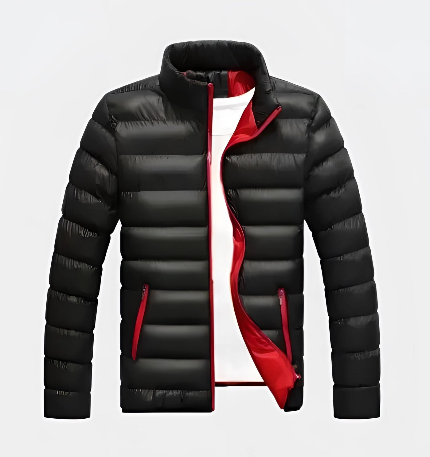 Men's Lightweight Insulated Puffer Jacket Water-Resistant Black - Fashinoza