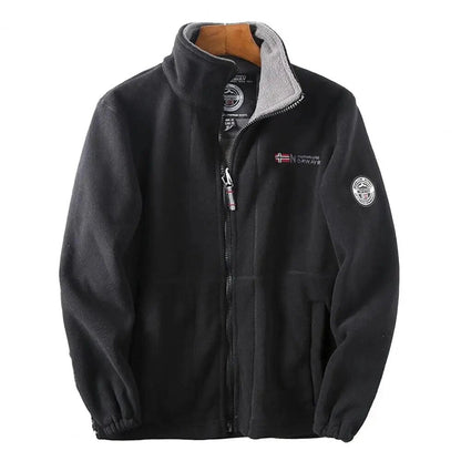 Men's Grey Fleece Bomber Jacket Insulated Zip-Up