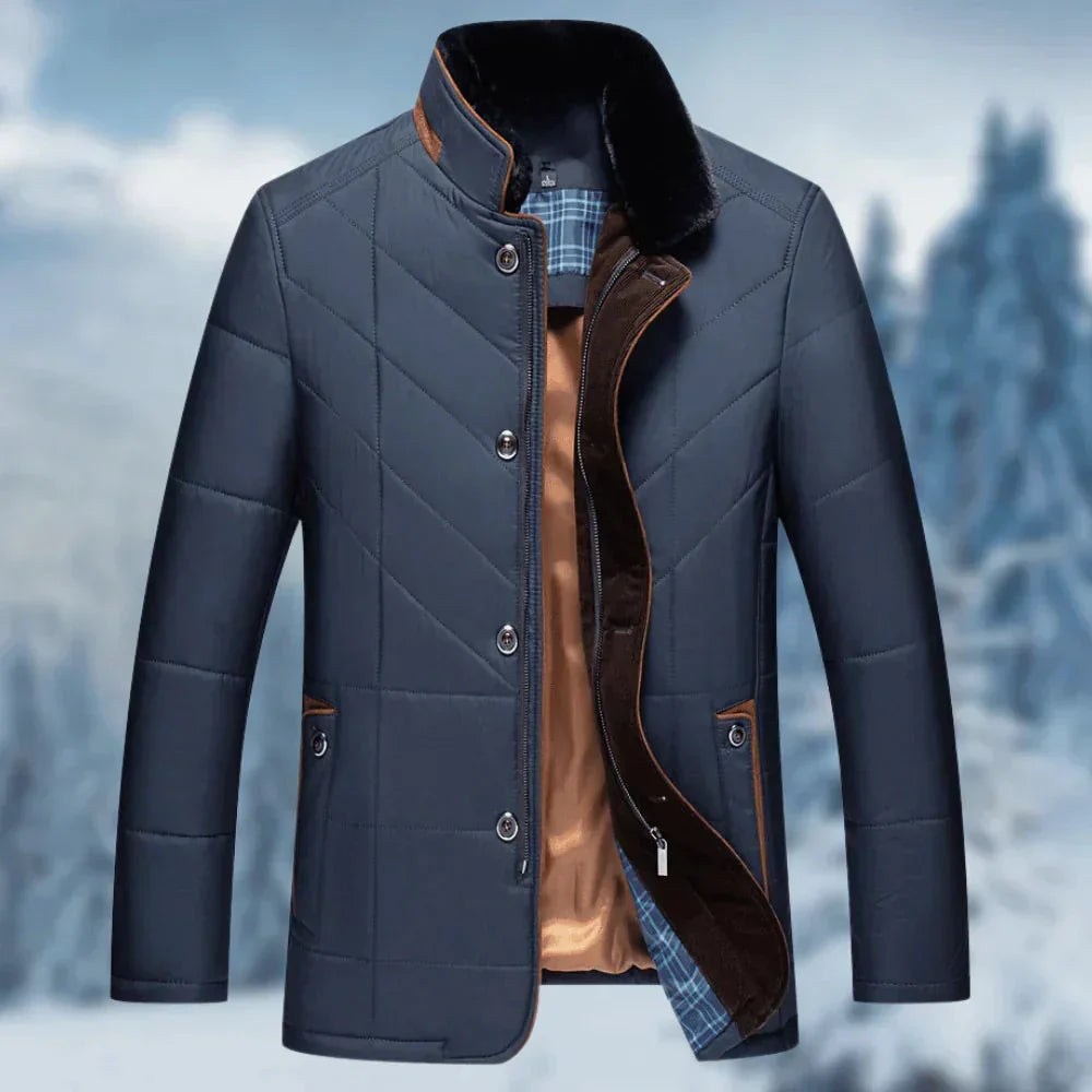 Men's Waterproof Winter Coat Insulated Quilted Thermal Fur Collar - Fashinoza