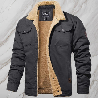 Men's Black Sherpa Lined Bomber Jacket Warm Fleece