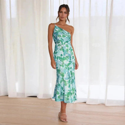 Women's Floral Asymmetric Midi Dress