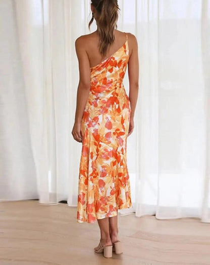 Women's Floral Asymmetric Midi Dress