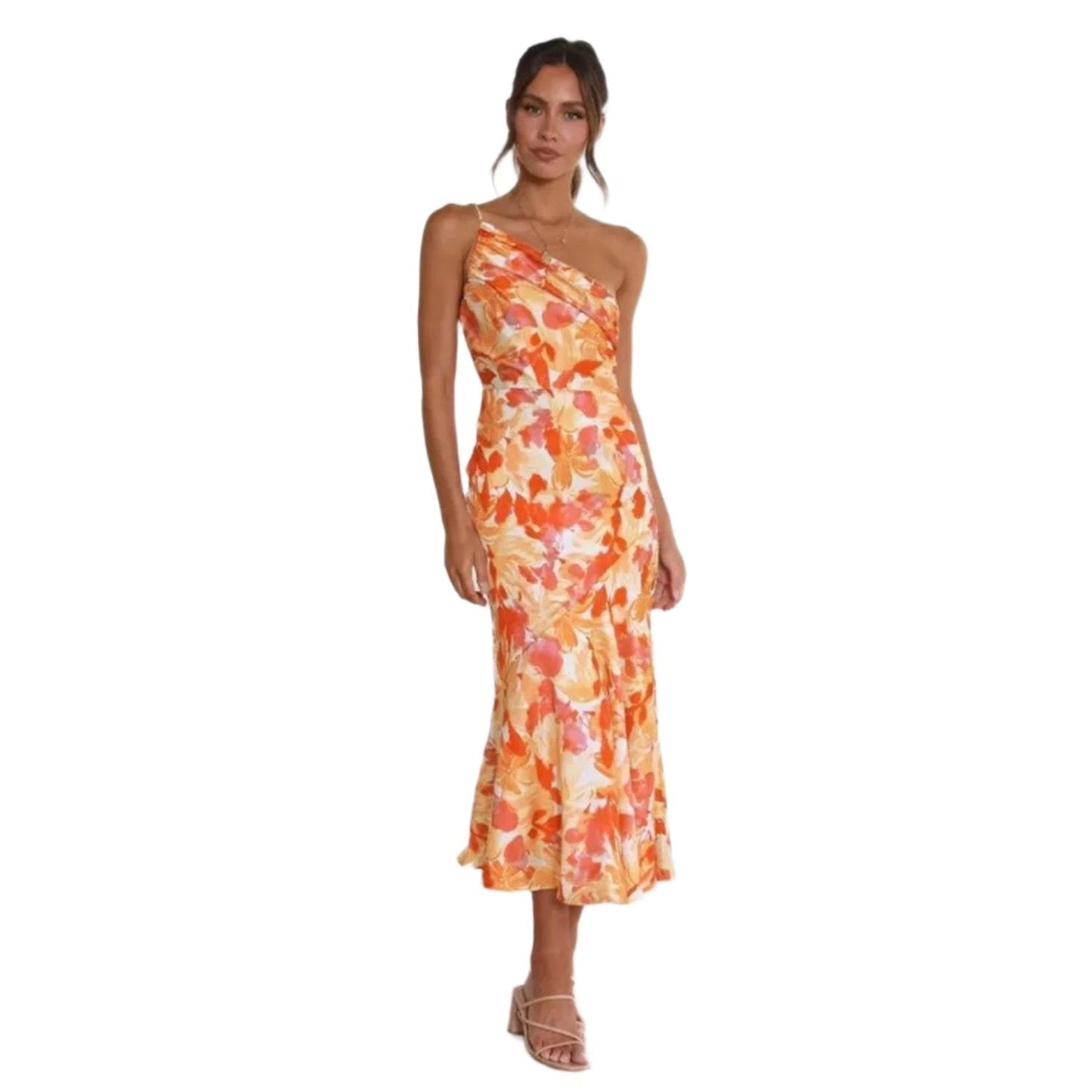 Women's Floral Asymmetric Midi Dress
