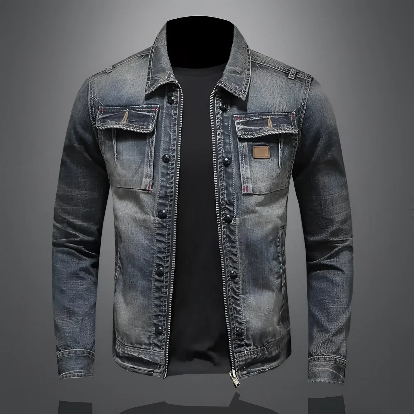 Men's Slim Fit Distressed Denim Jacket