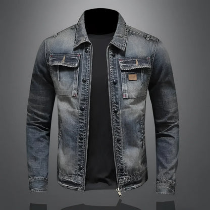 Men's Slim Fit Distressed Denim Jacket