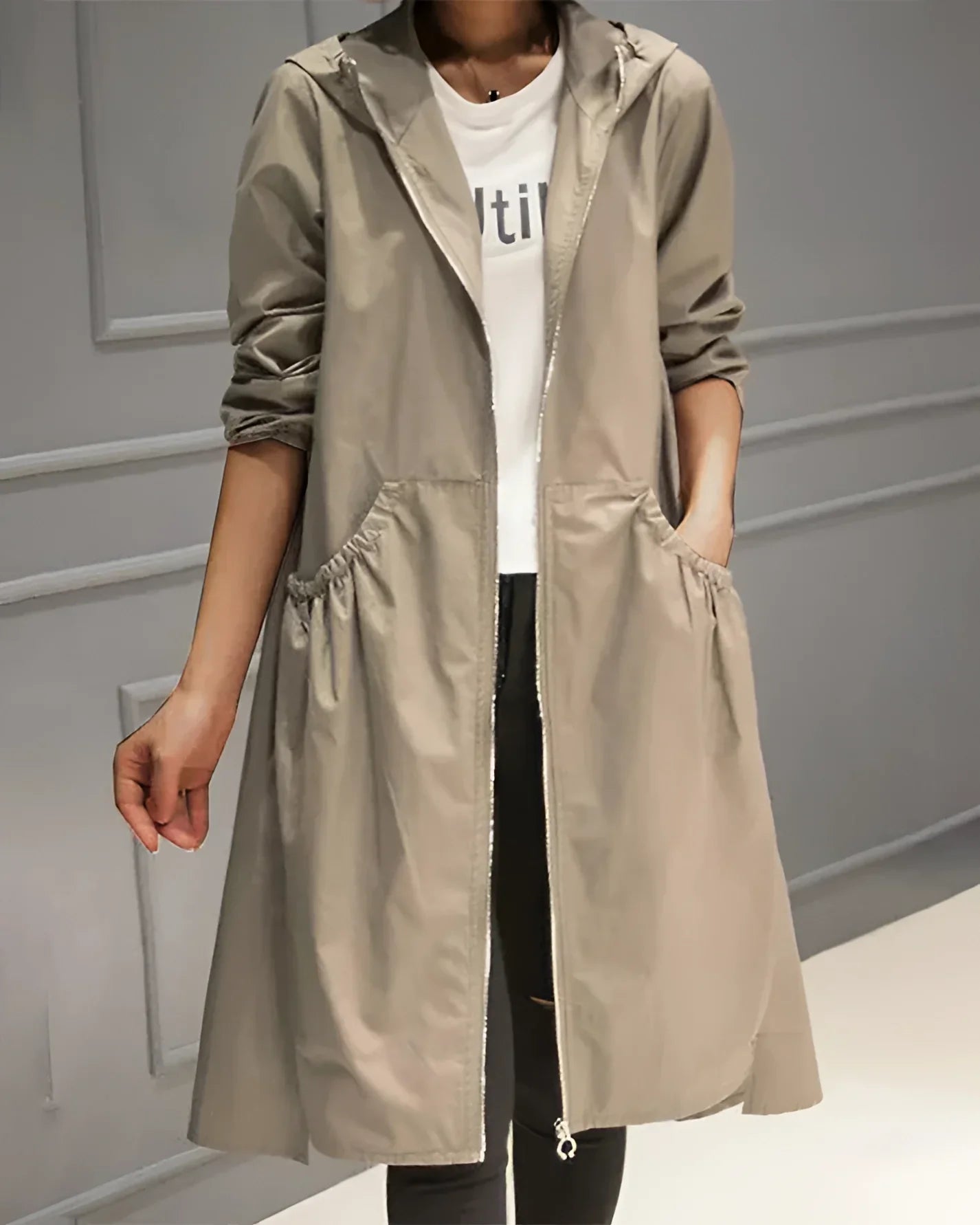 Women's Waterproof Trench Coat Beige Lightweight - Fashinoza