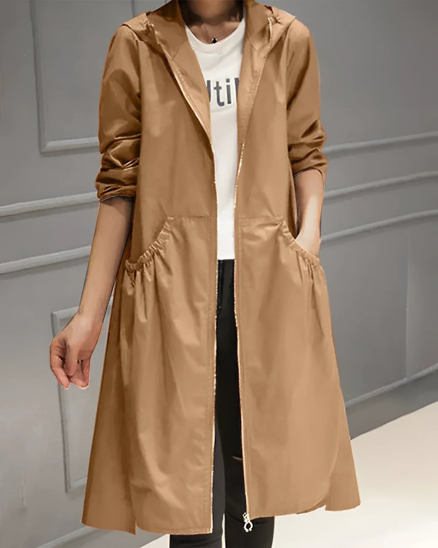 Women's Waterproof Trench Coat Beige Lightweight