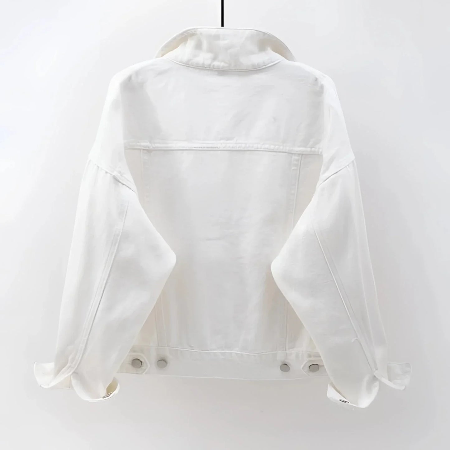 Women's White Denim Jacket Lightweight - Fashinoza